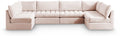 Huntley 140" Pink Velvet Upholstered 6pc. Modular Sectional - Sec6B