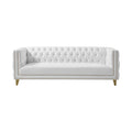 Lyra 90" White Vegan Leather Upholstered Sofa