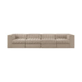 Ricarda Beige Velvet Performance Fabric Upholstered 4pc. Modular Sofa - S126