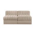 Ricarda Beige Velvet Performance Fabric Upholstered 2pc. Modular Loveseat - S58
