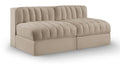 Ricarda Beige Velvet Performance Fabric Upholstered 2pc. Modular Loveseat - S58