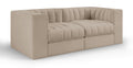 Ricarda Beige Velvet Performance Fabric Upholstered 2pc. Modular Loveseat - S68