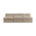 Ricarda Beige Velvet Performance Fabric Upholstered 3pc. Modular Sofa - S87