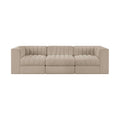 Ricarda Beige Velvet Performance Fabric Upholstered 3pc. Modular Sofa - S97