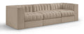 Ricarda Beige Velvet Performance Fabric Upholstered 3pc. Modular Sofa - S97