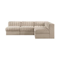 Ricarda Beige Velvet Performance Fabric Upholstered 4pc. Modular Sectional - Sec4A