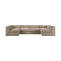 Ricarda Beige Velvet Performance Fabric Upholstered 6pc. Modular Sectional - Sec6A