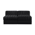 Ricarda Black Velvet Performance Fabric Upholstered 2pc. Modular Loveseat - S58