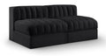 Ricarda Black Velvet Performance Fabric Upholstered 2pc. Modular Loveseat - S58