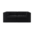 Ricarda Black Velvet Performance Fabric Upholstered 2pc. Modular Loveseat - S68