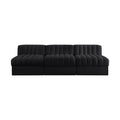Ricarda Black Velvet Performance Fabric Upholstered 3pc. Modular Sofa - S87