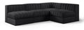 Ricarda Black Velvet Performance Fabric Upholstered 4pc. Modular Sectional - Sec4A