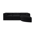 Ricarda Black Velvet Performance Fabric Upholstered 4pc. Modular Sectional - Sec4C