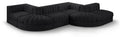 Ricarda Black Velvet Performance Fabric Upholstered 6pc. Modular Sectional - Sec6F