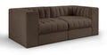 Ricarda Brown Velvet Performance Fabric Upholstered 2pc. Modular Loveseat - S68