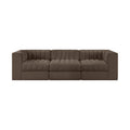 Ricarda Brown Velvet Performance Fabric Upholstered 3pc. Modular Sofa - S97