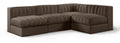 Ricarda Brown Velvet Performance Fabric Upholstered 4pc. Modular Sectional - Sec4A