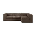 Ricarda Brown Velvet Performance Fabric Upholstered 4pc. Modular Sectional - Sec4B