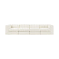 Ricarda Cream Velvet Performance Fabric Upholstered 4pc. Modular Sofa - S126