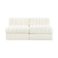 Ricarda Cream Velvet Performance Fabric Upholstered 2pc. Modular Loveseat - S58