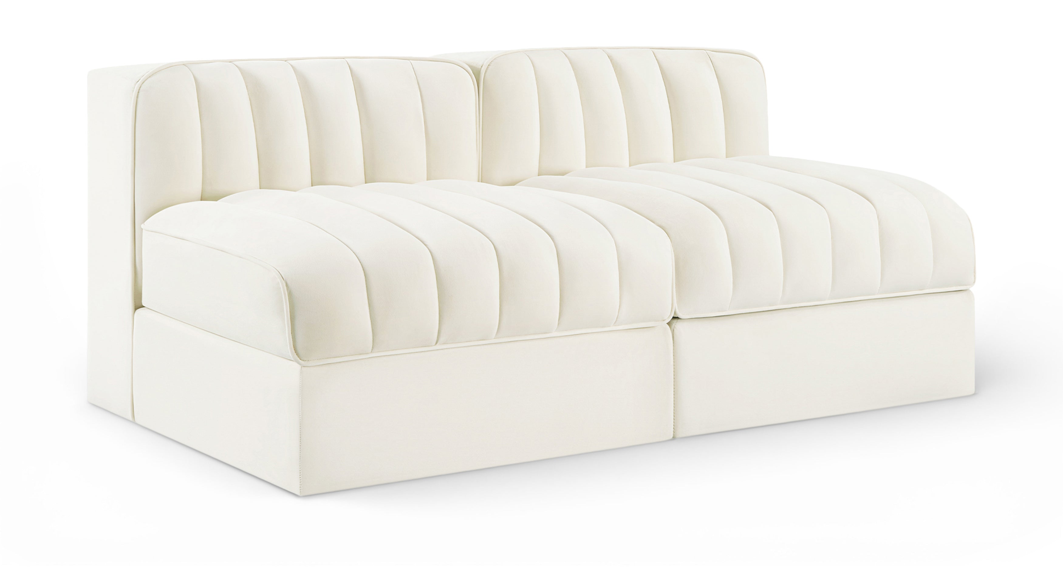Ricarda Cream Velvet Performance Fabric Upholstered 2pc. Modular Loveseat - S58