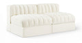 Ricarda Cream Velvet Performance Fabric Upholstered 2pc. Modular Loveseat - S58