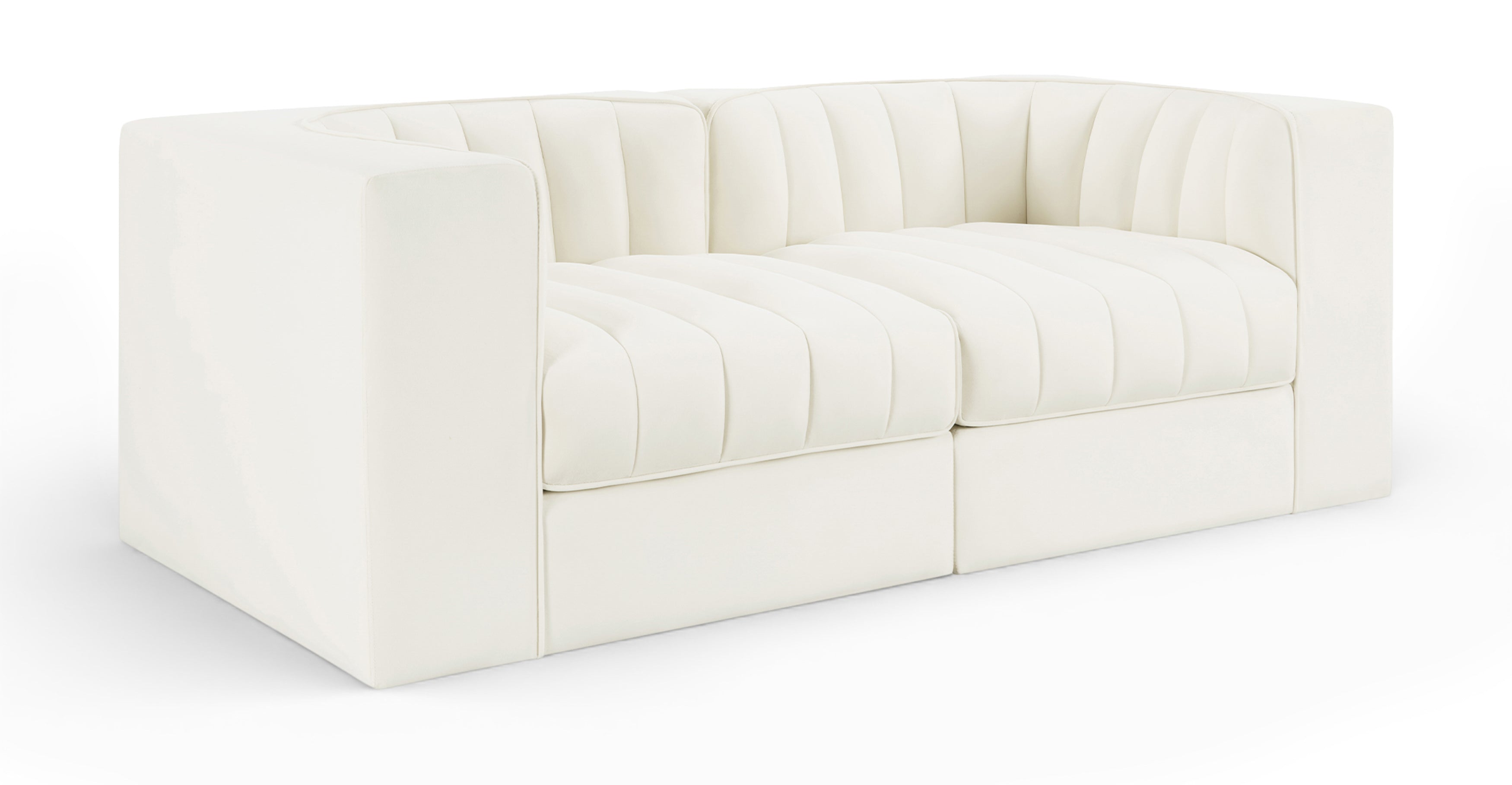 Ricarda Cream Velvet Performance Fabric Upholstered 2pc. Modular Loveseat - S68