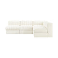 Ricarda Cream Velvet Performance Fabric Upholstered 4pc. Modular Sectional - Sec4A