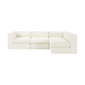Ricarda Cream Velvet Performance Fabric Upholstered 4pc. Modular Sectional - Sec4B