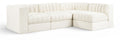 Ricarda Cream Velvet Performance Fabric Upholstered 4pc. Modular Sectional - Sec4B