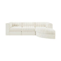 Ricarda Cream Velvet Performance Fabric Upholstered 4pc. Modular Sectional - Sec4C