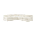 Ricarda Cream Velvet Performance Fabric Upholstered 5pc. Modular Sectional - Sec5A