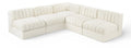 Ricarda Cream Velvet Performance Fabric Upholstered 5pc. Modular Sectional - Sec5A