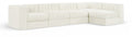 Ricarda Cream Velvet Performance Fabric Upholstered 5pc. Modular Sectional - Sec5E