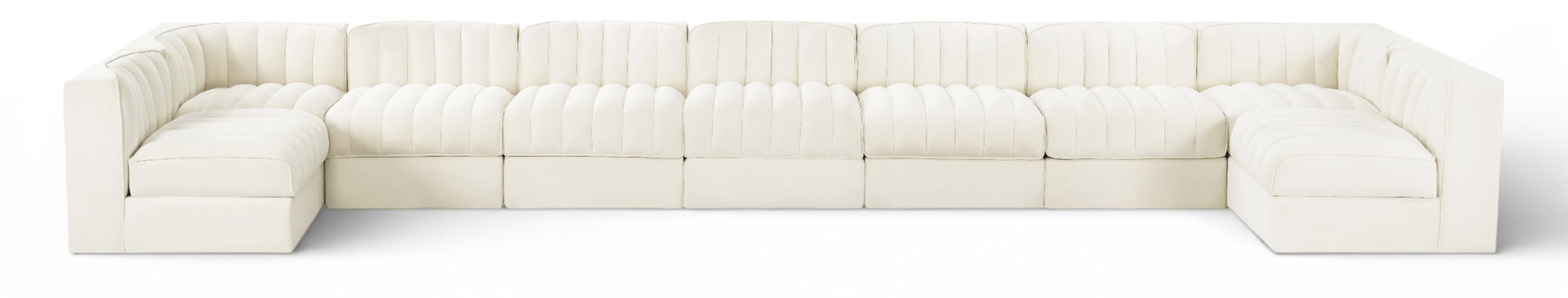 Ricarda Cream Velvet Performance Fabric Upholstered 9pc. Modular Sectional - Sec9A