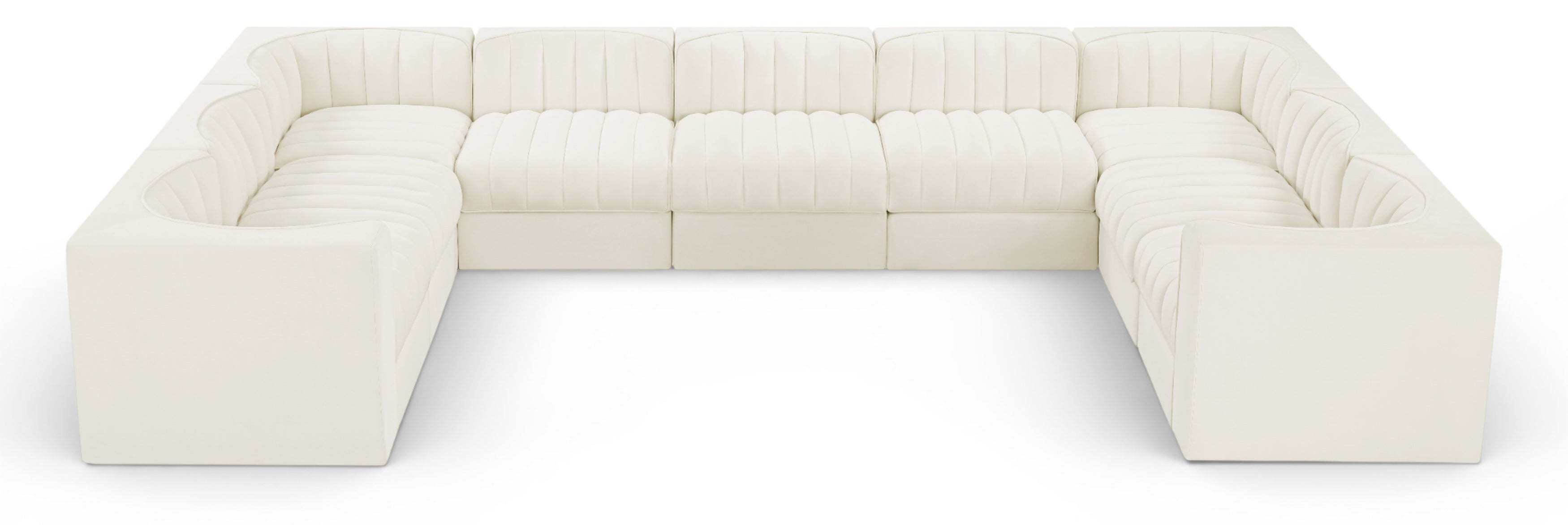 Ricarda Cream Velvet Performance Fabric Upholstered 9pc. Modular Sectional - Sec9B