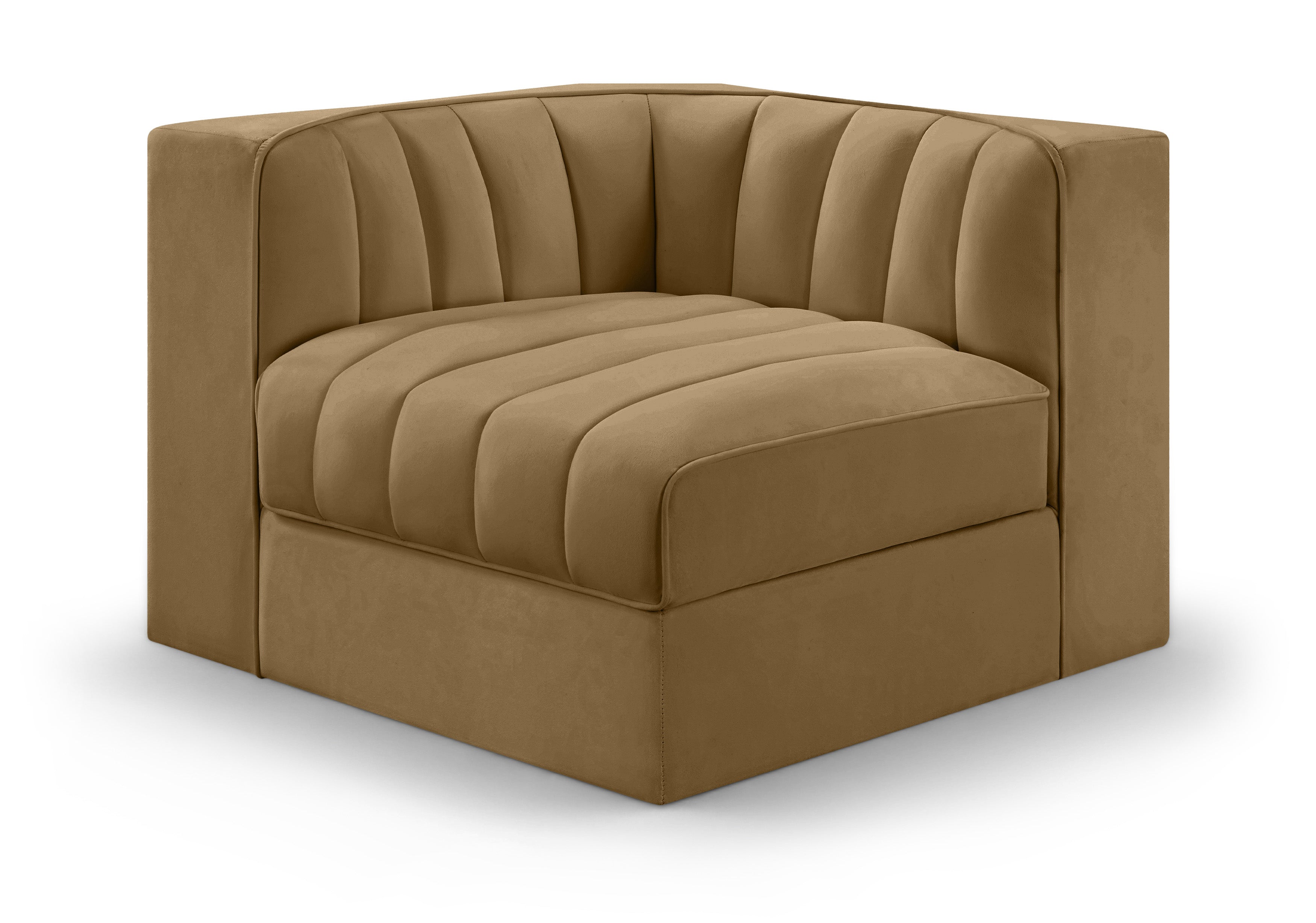 Ricarda Saddle Velvet Performance Fabric Upholstered Modular Chair - Corner