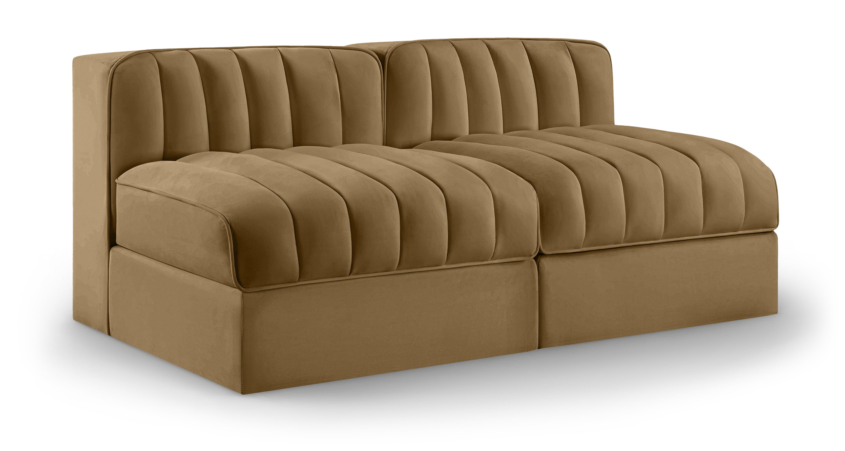 Ricarda Saddle Velvet Performance Fabric Upholstered 2pc. Modular Loveseat - S58