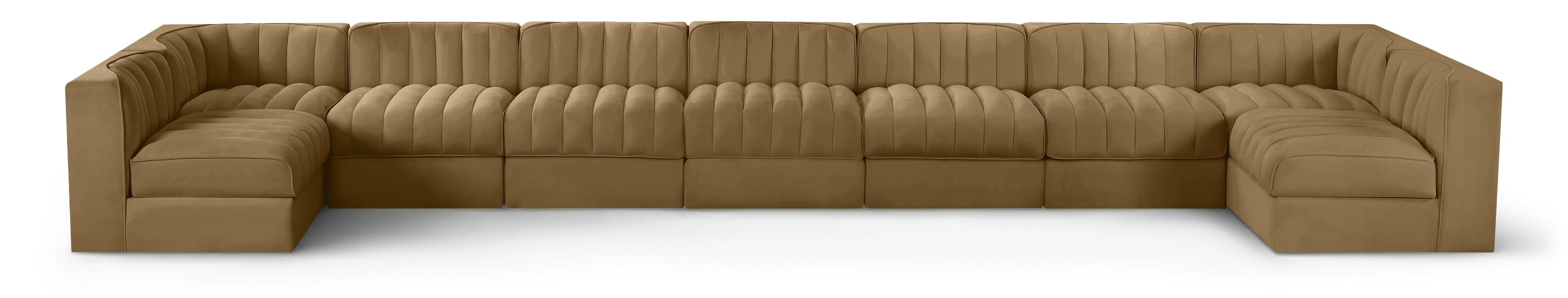 Ricarda Saddle Velvet Performance Fabric Upholstered 9pc. Modular Sectional - Sec9A