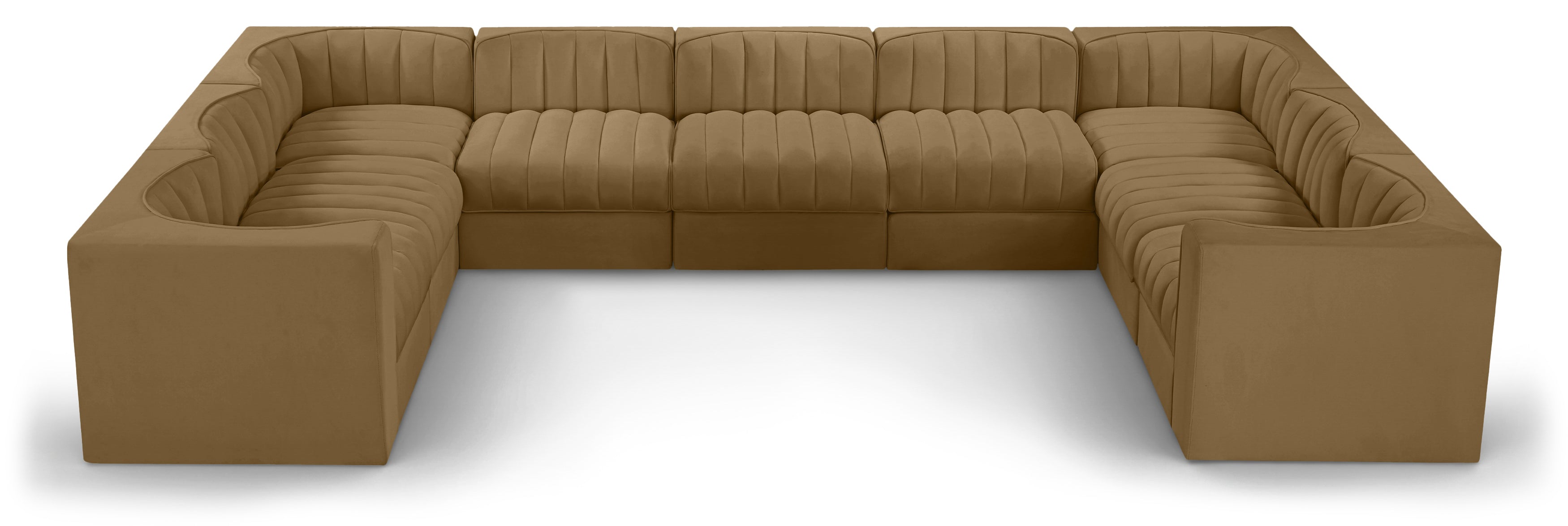 Ricarda Saddle Velvet Performance Fabric Upholstered 9pc. Modular Sectional - Sec9B
