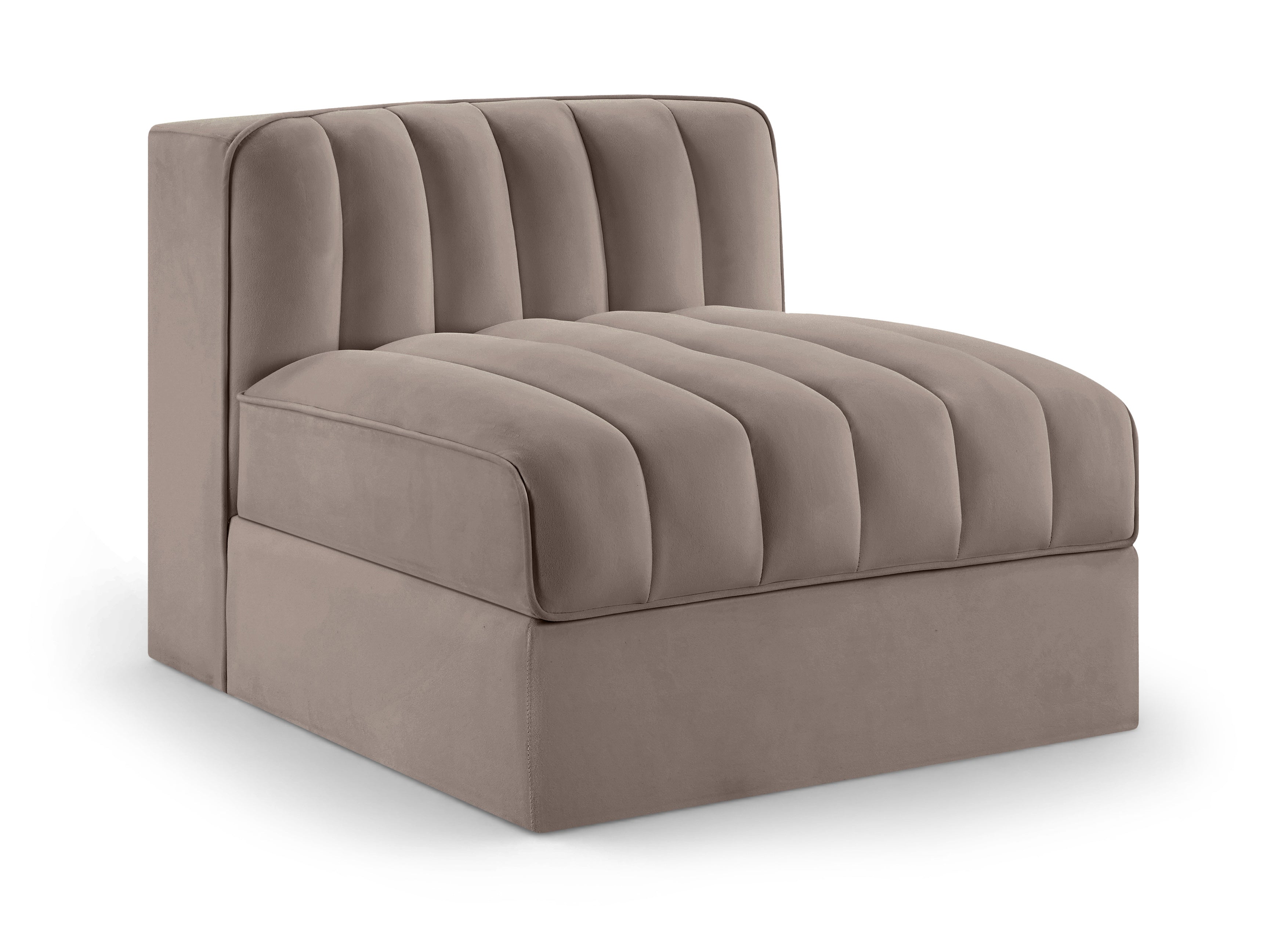 Ricarda Taupe Velvet Performance Fabric Upholstered Modular Chair - Armless