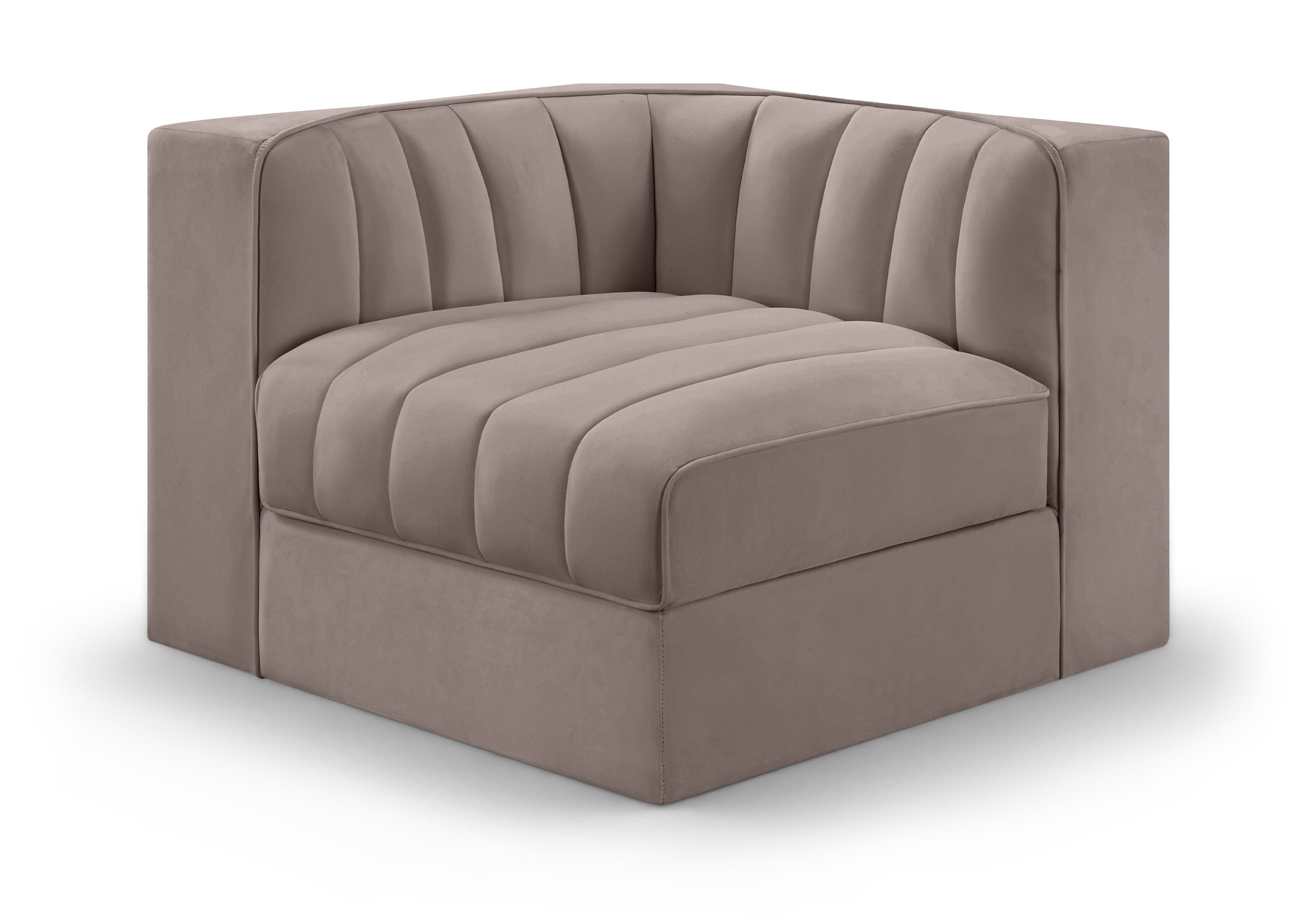 Ricarda Taupe Velvet Performance Fabric Upholstered Modular Chair - Corner