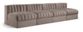 Ricarda Taupe Velvet Performance Fabric Upholstered 4pc. Modular Sofa - S116