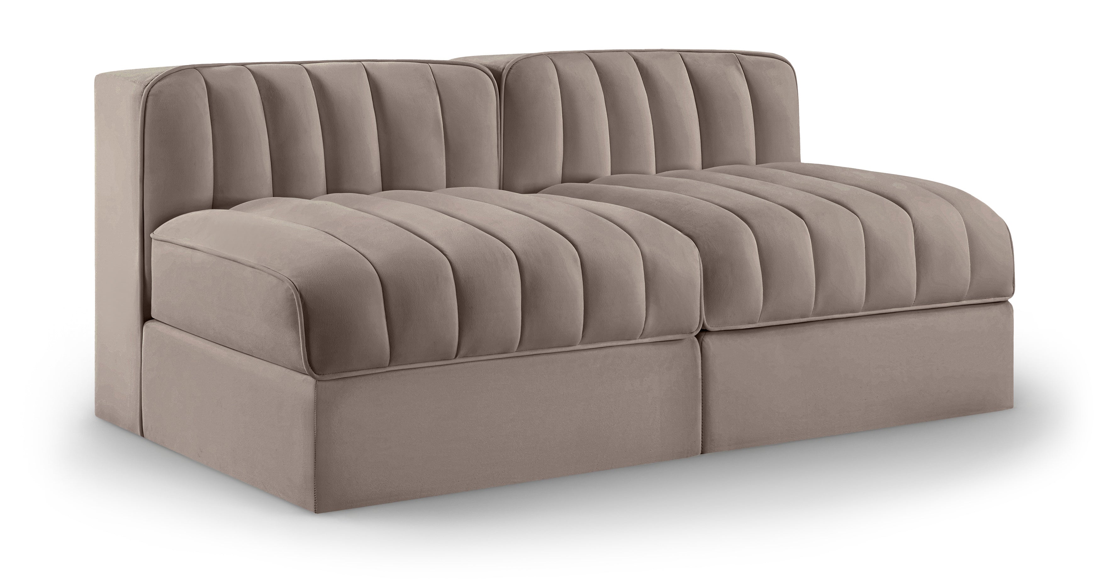 Ricarda Taupe Velvet Performance Fabric Upholstered 2pc. Modular Loveseat - S58