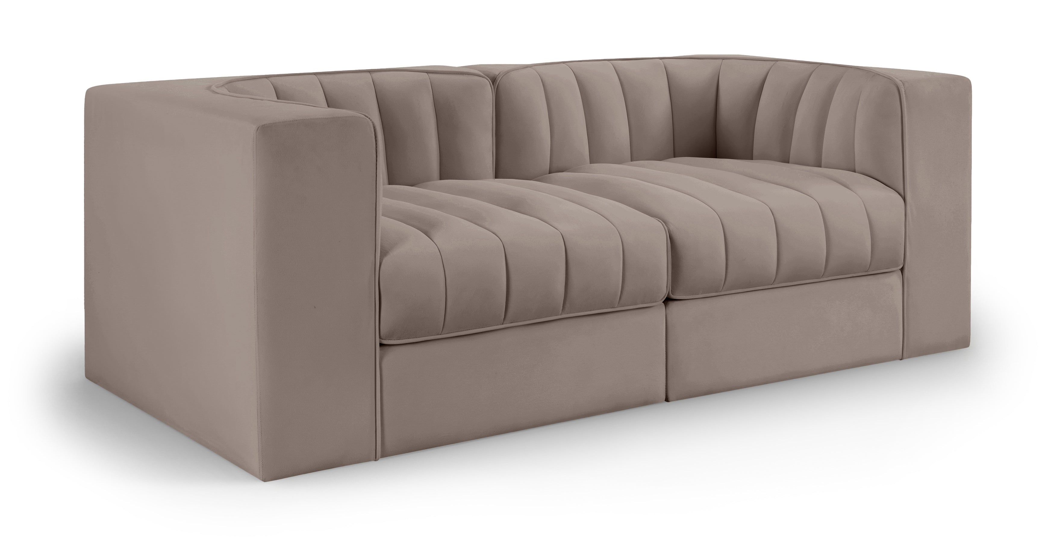 Ricarda Taupe Velvet Performance Fabric Upholstered 2pc. Modular Loveseat - S68