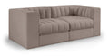 Ricarda Taupe Velvet Performance Fabric Upholstered 2pc. Modular Loveseat - S68