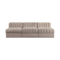 Ricarda Taupe Velvet Performance Fabric Upholstered 3pc. Modular Sofa - S87