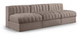 Ricarda Taupe Velvet Performance Fabric Upholstered 3pc. Modular Sofa - S87