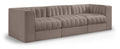 Ricarda Taupe Velvet Performance Fabric Upholstered 3pc. Modular Sofa - S97