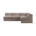 Ricarda Taupe Velvet Performance Fabric Upholstered 4pc. Modular Sectional - Sec4A